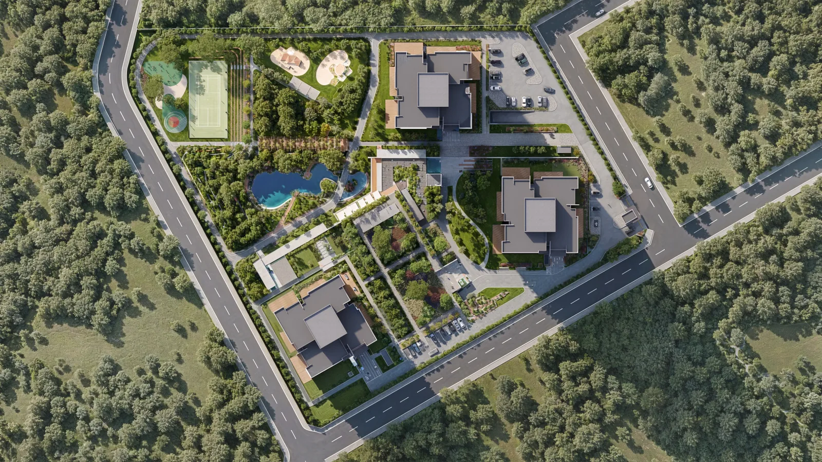 TONA Life vaziyet planı — blokların ve peyzaj alanlarının yerleşimi